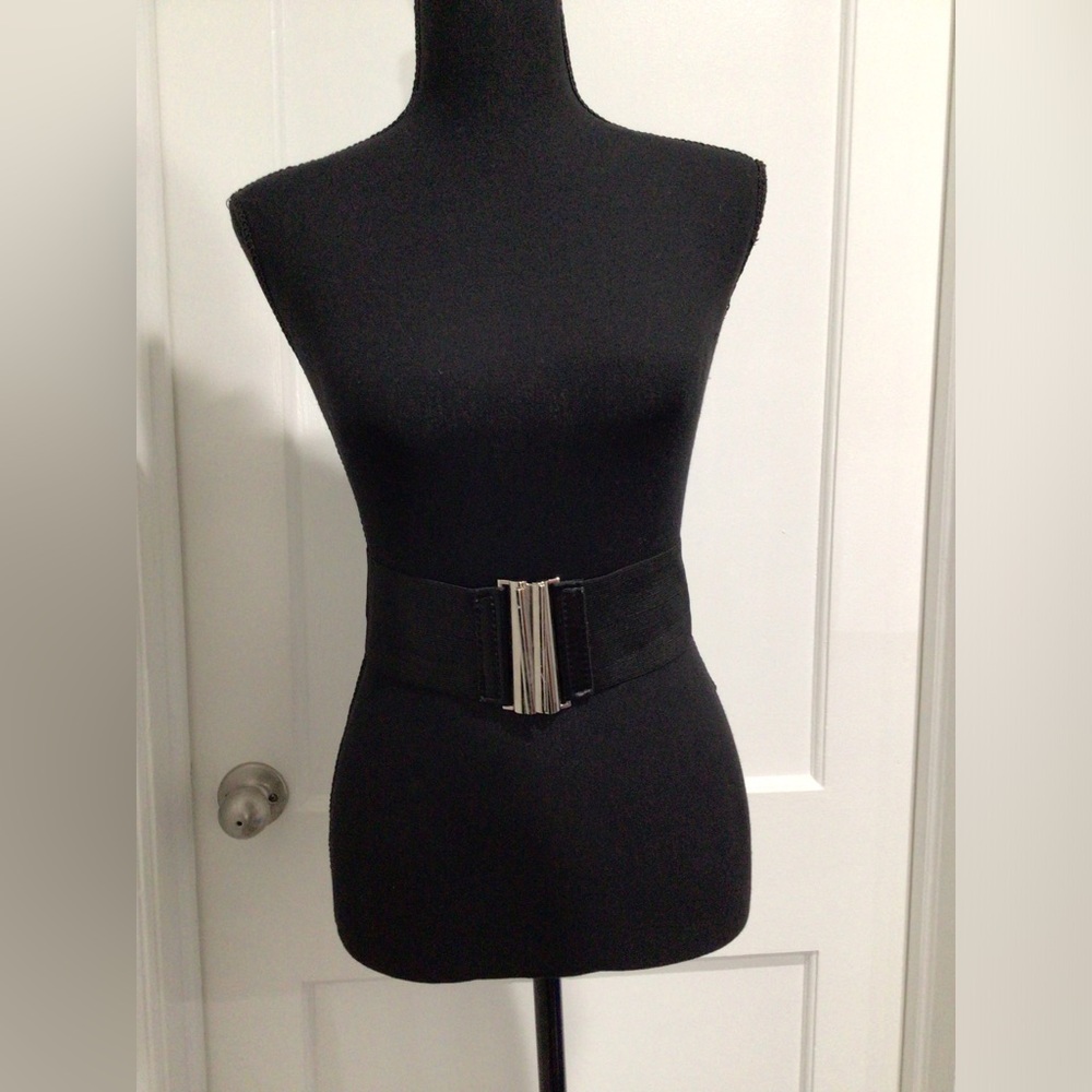 Black Elastic belt with metal clasp